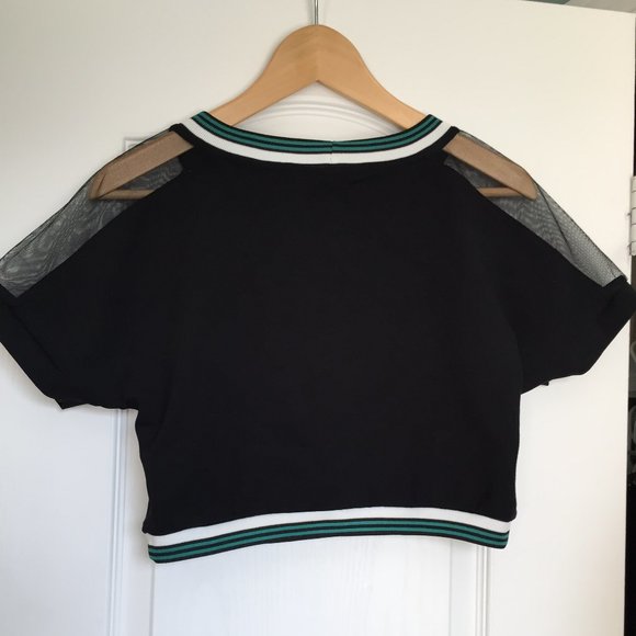 Topshop Sporty Crop Top with Sheer Panels - Picture 3 of 7